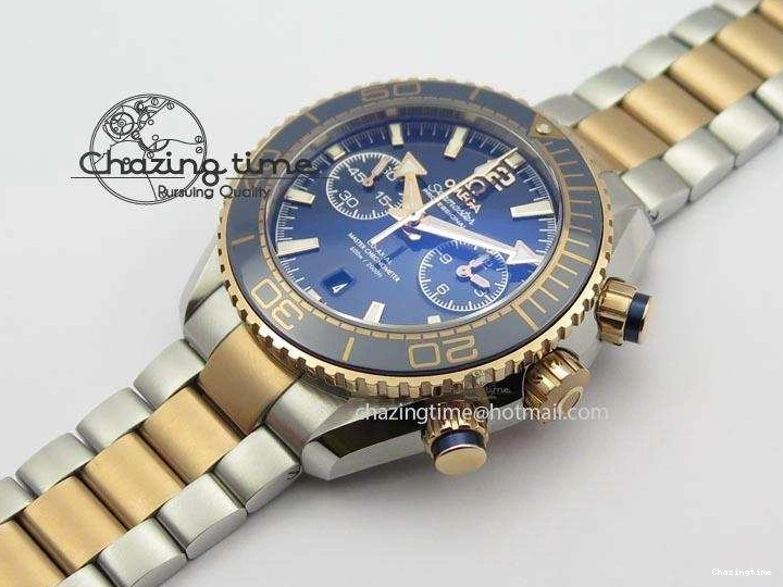 1224 FlexibleFit Seamaster Professional Chrono SS RG Blue Ceramic Blue Dial On SS RG Bracelet A 8211